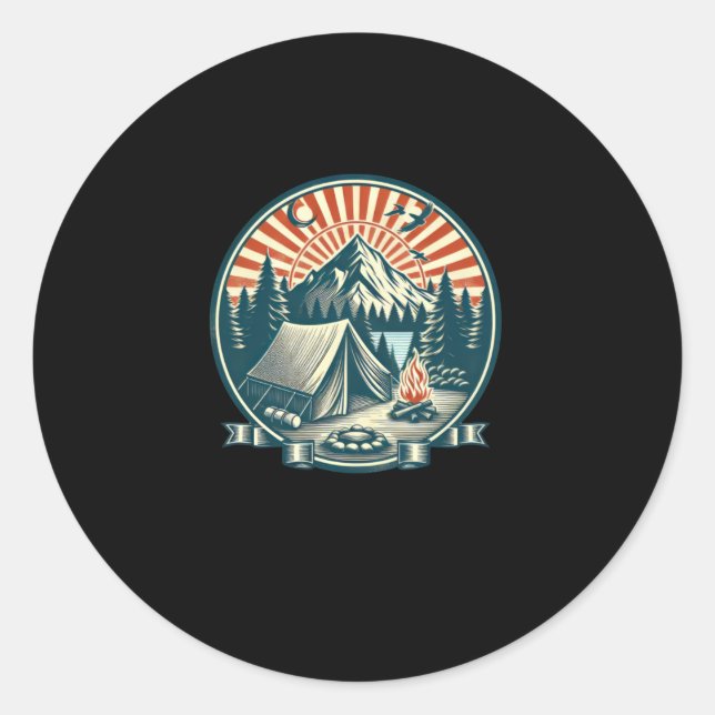 Rond Logo de camping Sticker très Cool (Devant)