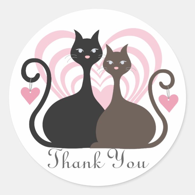 Rond Love Cats Custom Merci Sticker Round (Devant)