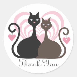 Rond Love Cats Custom Merci Sticker Round