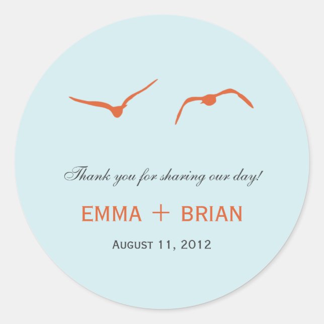 Rond Love Doves Favoriser Sticker /Envelope Seal - Sky  (Devant)