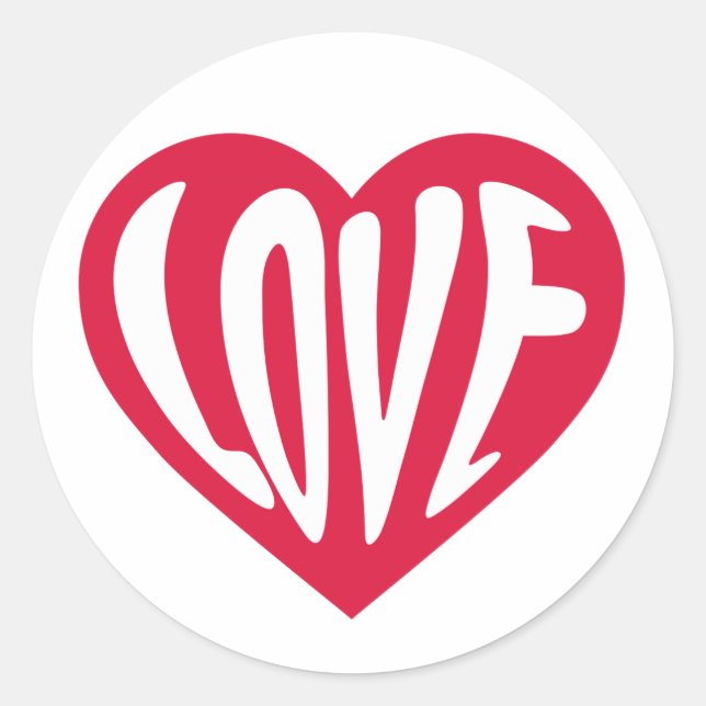 Rond LOVE Retro Typographie Coeur Sticker (Devant)