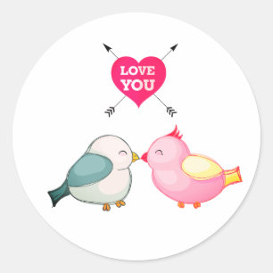 Rond Love You Blue Birds Sticker