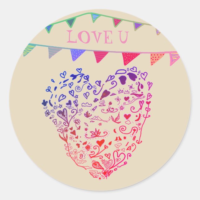 Rond Love You, Valentine, Love Sticker (Devant)