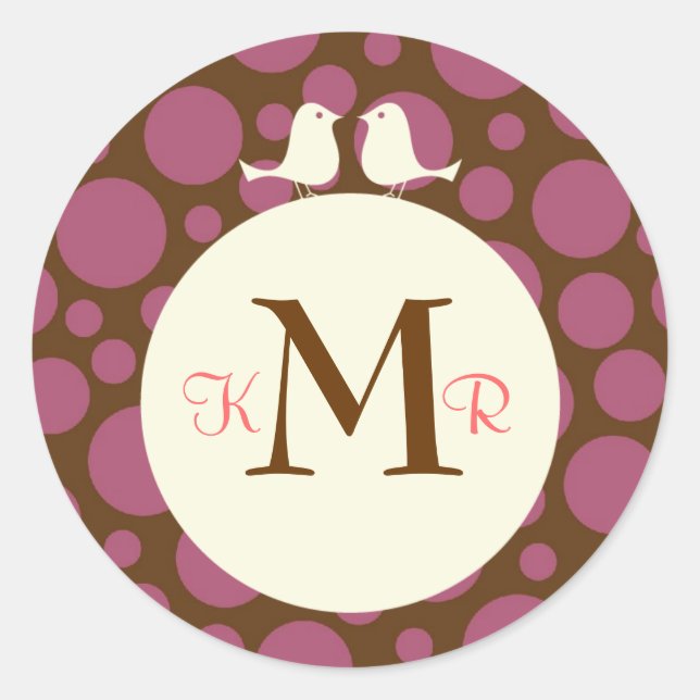 Rond Lovebirds (Polka Dot) Sticker Favor de mariage / S (Devant)