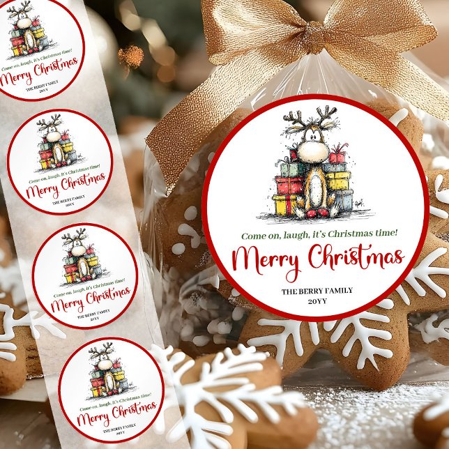 Rond Lovely quirky reindeer cute holiday sticker art (Lovely quirky reindeer cute holiday sticker art)