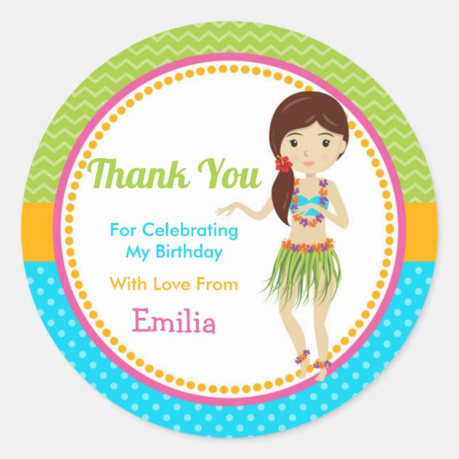 Rond Luau Anniversaire Fête Favoriser Sticker (Devant)