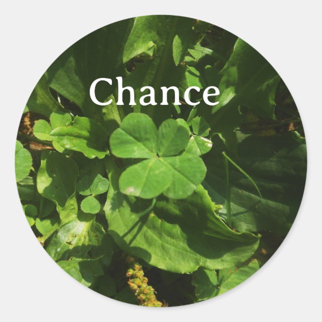 Rond Lucky Charm Sticker - Four Leaf Clover  (Devant)