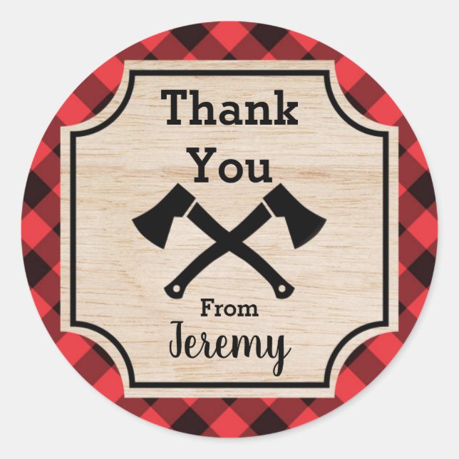 Rond Lumberjack Boy Anniversaire Fête Favoriser Sticker (Devant)