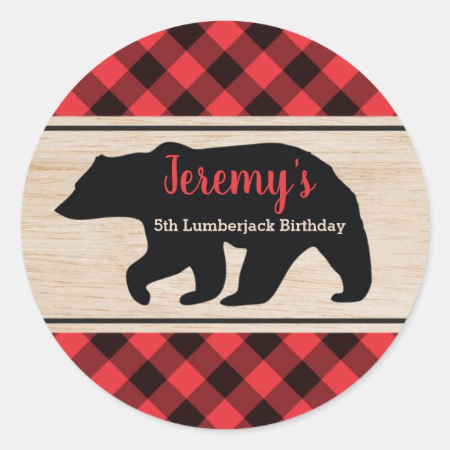 Rond Lumberjack Boy Anniversaire Fête Favoriser Sticker (Devant)