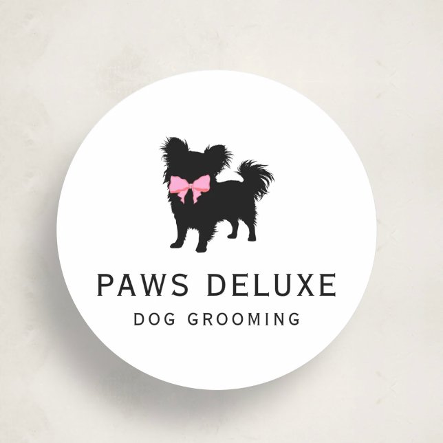 Rond Luxury Dog Grooming Sticker | Dog Silhouette Logo (Créateur téléchargé)