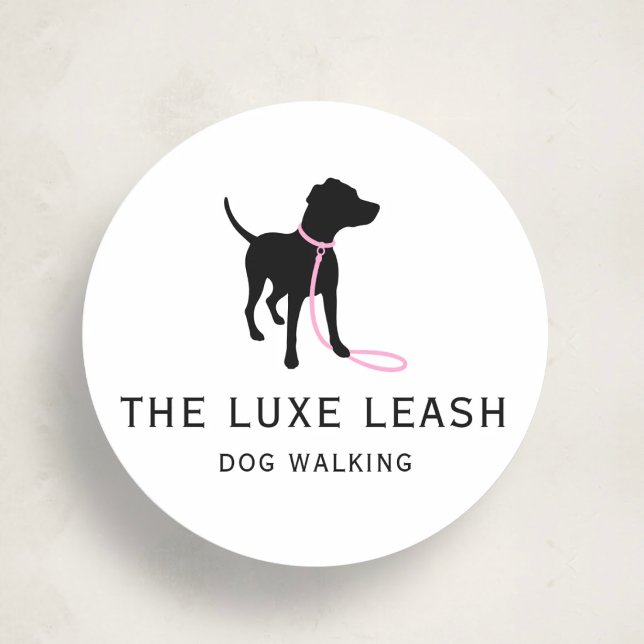 Rond Luxury Dog Walking Sticker | Dog Silhouette Logo (Créateur téléchargé)