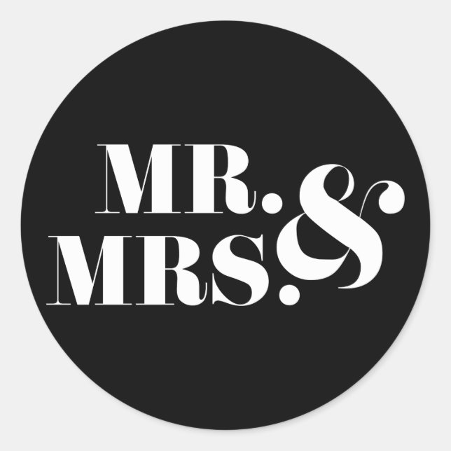 Rond M. et Mme Modern Bold Wedding Favor Sticker (Devant)