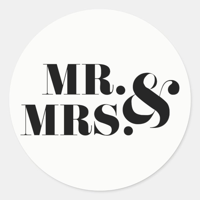Rond M. et Mme Modern Bold Wedding Favor Sticker (Devant)