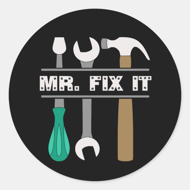 Rond M. Fix It Mens Outils Sticker (Devant)