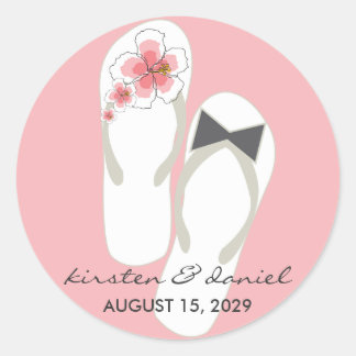 Rond M. & Mme Flip Flops Hibiscus Beach Sticker de mari