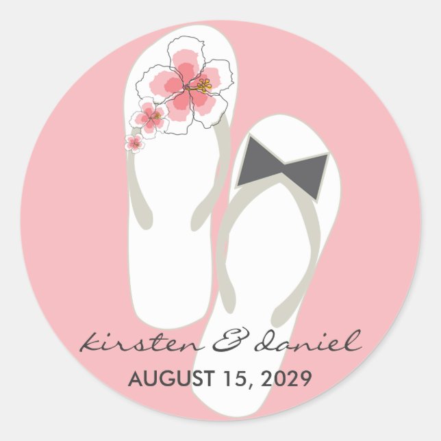 Rond M. & Mme Flip Flops Hibiscus Beach Sticker de mari (Devant)