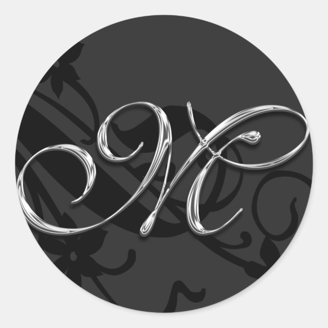 Rond M Monogramme Mariage Enveloppe Sticker (Devant)