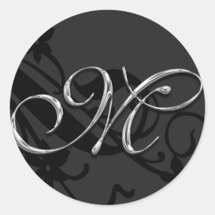 Rond M Monogramme Mariage Enveloppe Sticker