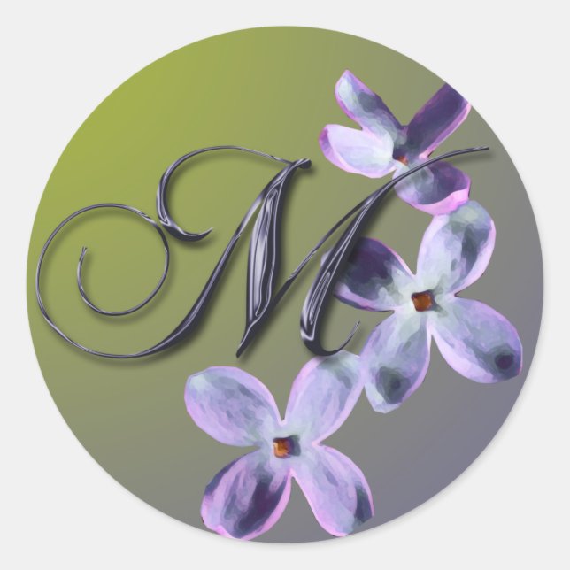 Rond M Sticker à enveloppe Lilac Monogramme (Devant)
