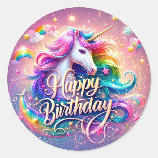 Rond Magique Unicorn Désirs : Sticker d'anniversaire sc (Devant)