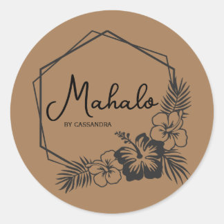 Rond Mahalo merci sticker hawaïen personnalisable