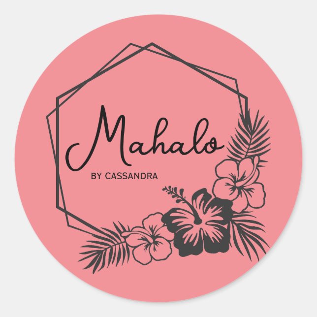 Rond Mahalo merci sticker hawaïen personnalisable (Devant)
