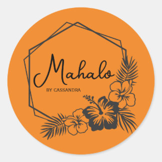 Rond Mahalo merci sticker hawaïen personnalisable