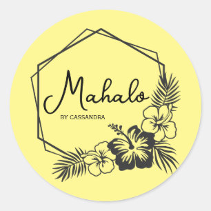 Rond Mahalo merci sticker hawaïen personnalisable