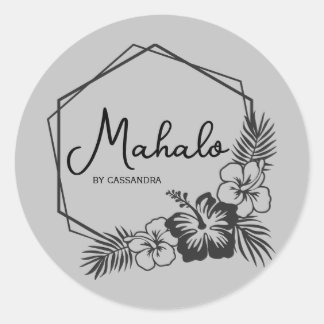 Rond Mahalo merci sticker hawaïen personnalisable