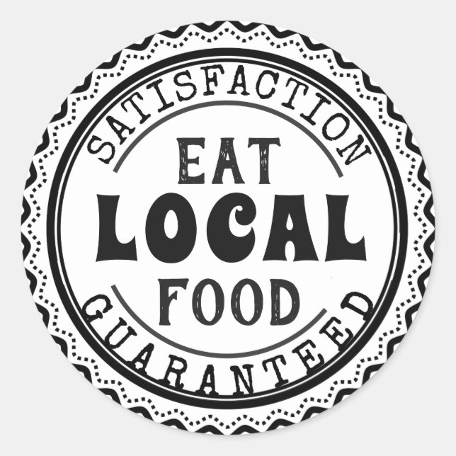 Rond Mangez Des Aliments Locaux, Sticker Satisfaction G (Devant)