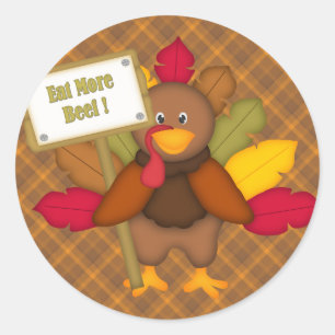 Rond Mangez Plus De Boeuf Sticker Thanksgiving