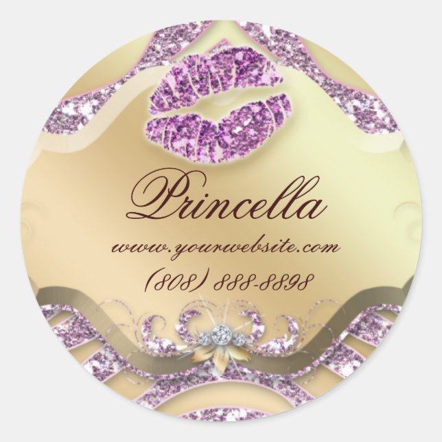 Rond Maquillage Sticker Zebra Bijoux Sparkel Or rose (Devant)