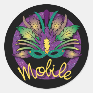 Rond Mardi Gras Mask Sticker - Mobile, AL