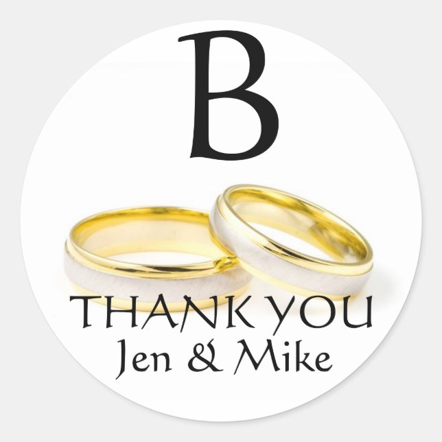 Rond Mariage Cercles Merci Favoriser Sticker Monogramme (Devant)