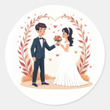 Mariage Couple tenant le coeur Sticker