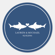 Mariage de requin avec des noms Sticker ovale