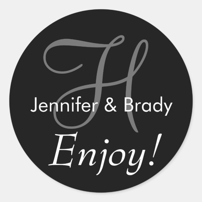 Rond Mariage Dire Mariée Monogramme Favoriser Sticker (Devant)