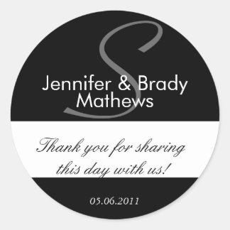 Rond Mariage Favor Monogram S Sticker Merci
