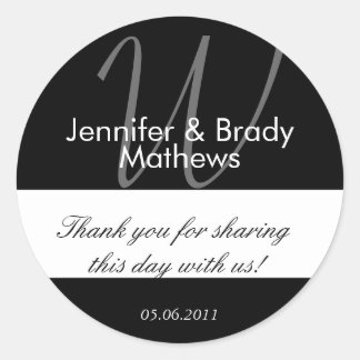 Rond Mariage Favor Monogram W Sticker Merci