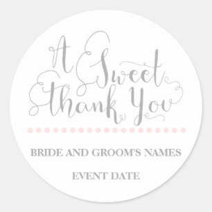 Rond MARIAGE FAVOR STICKER phrase "Un Merci doux"