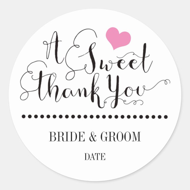 Rond MARIAGE FAVOR STICKER Sweet merci. (Devant)