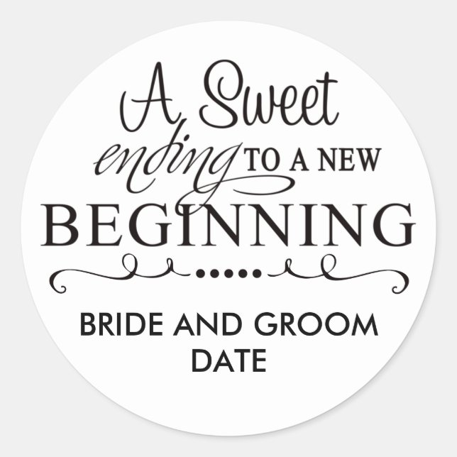 Rond MARIAGE FAVOR STICKER Une fin douce (Devant)