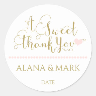 Rond MARIAGE FAVORISANT STICKER phrase "Un Merci sucré"