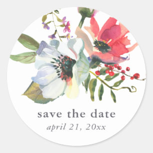 Rond Mariage floral Enregistrer le sticker de date
