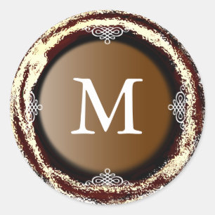 Rond Mariage Monogram Gold Sticker Foil