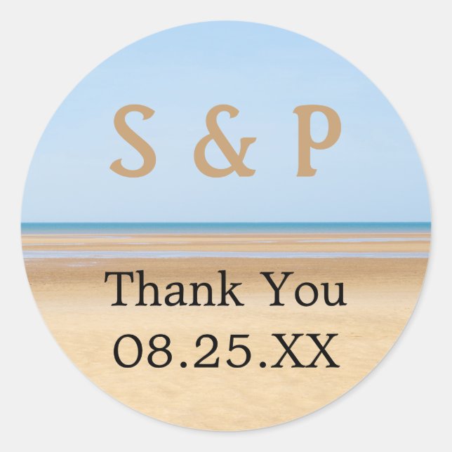 Rond Mariage plage Favoriser Merci Sticker personnalisé (Devant)