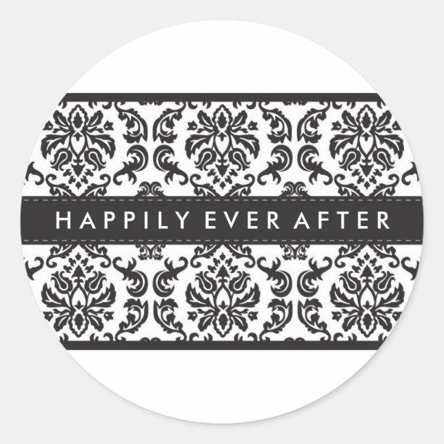 Rond MARIAGE :: STICKER SEAL :: damask noir (Devant)