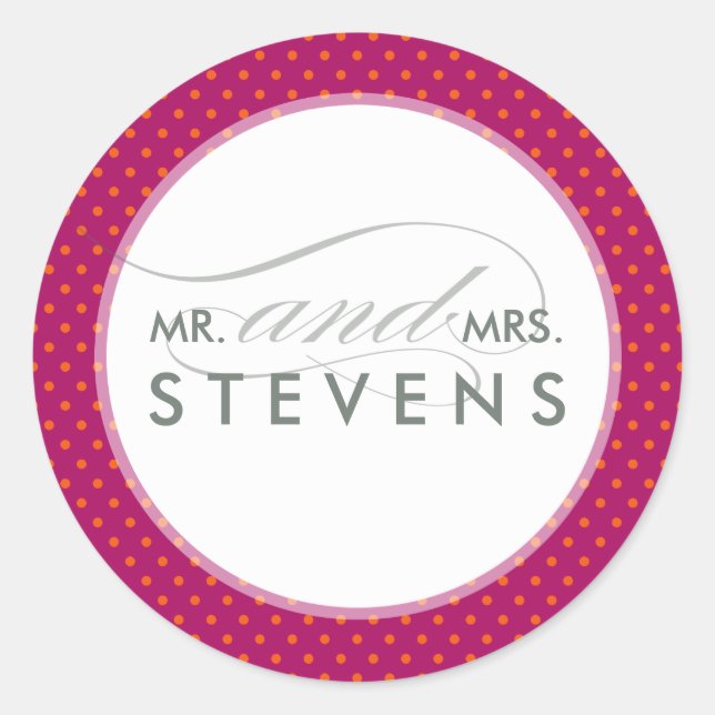 Rond MARIAGE STICKER SEAL tache moderne rose orange (Devant)