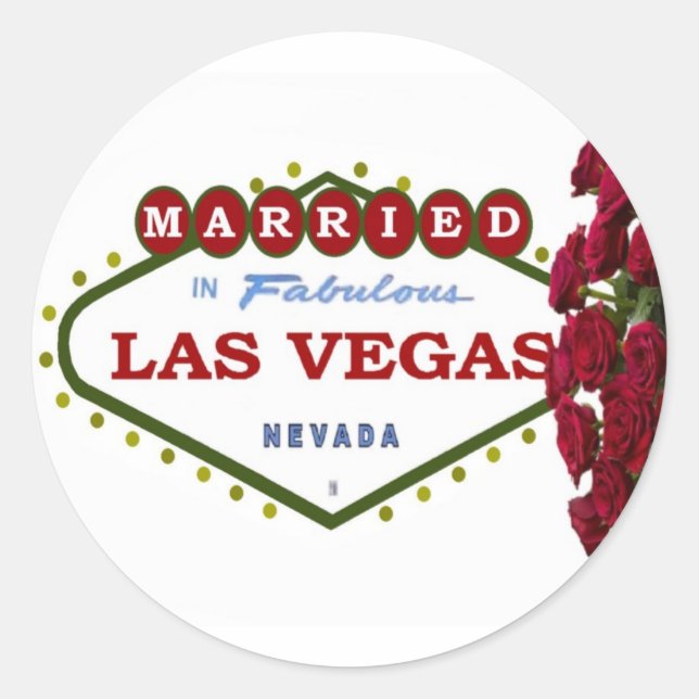 Rond MARIÉ À Las Vegas Sticker Red Roses (Devant)