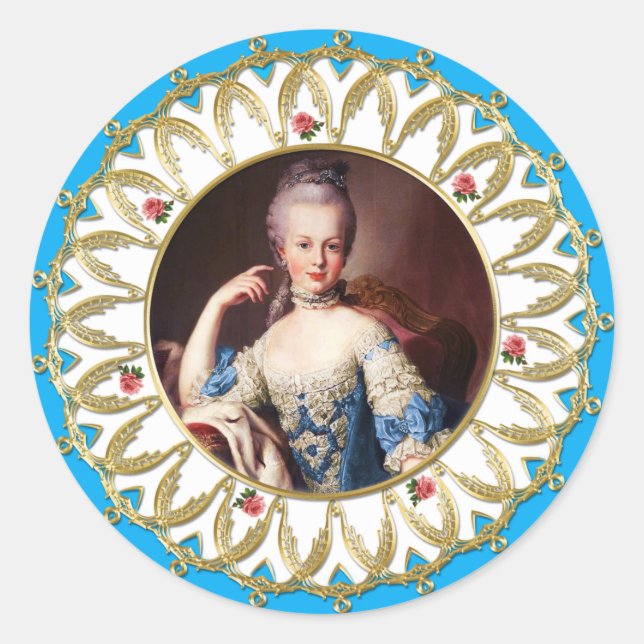 Rond Marie Antoinette Sticker Blue Rose Gold Flame (Devant)